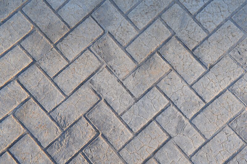 Herringbone stamped decorative concrete finish